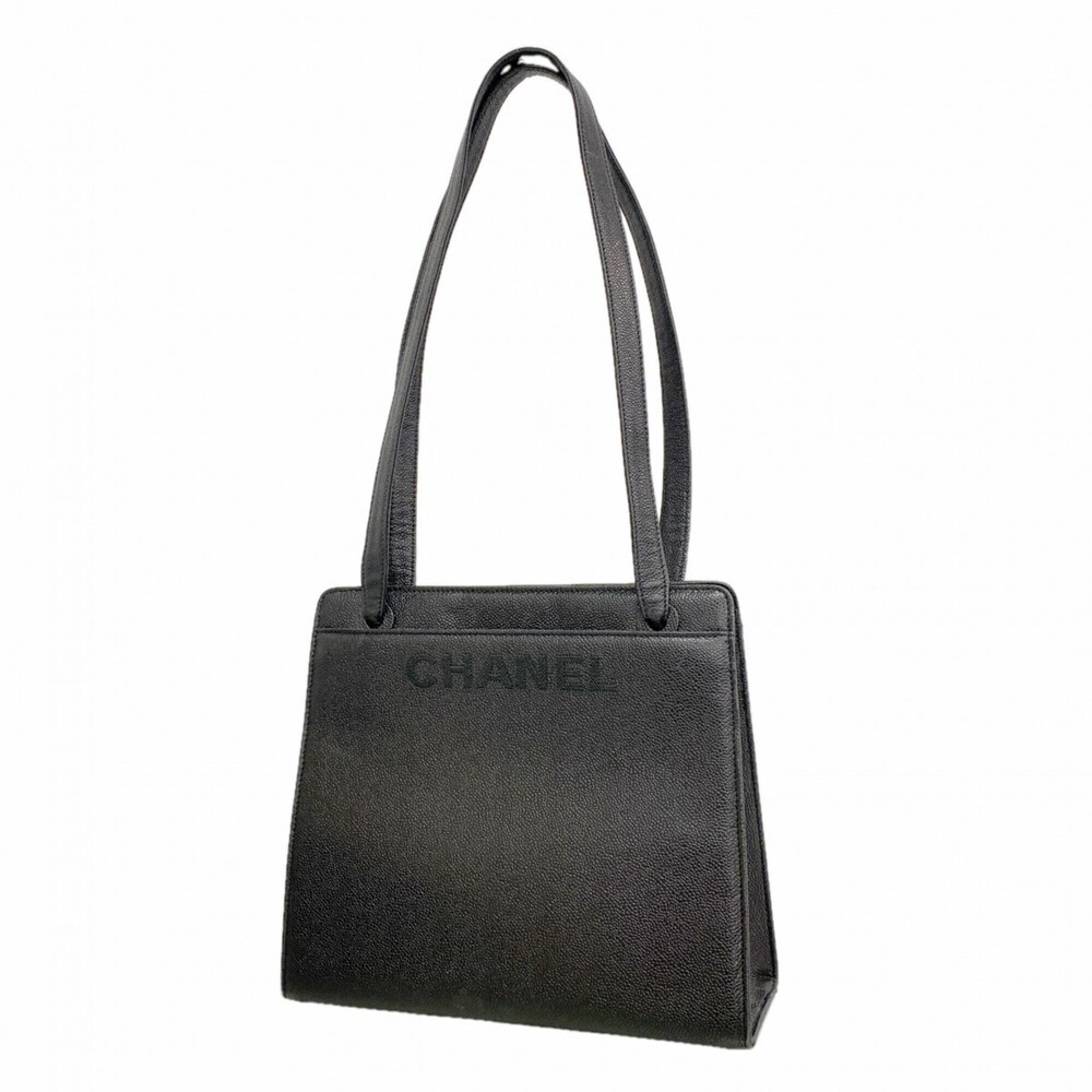 CHANEL Black Caviar Leather Tote Bag